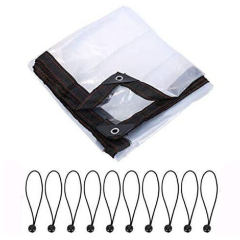 Bâche Transparente avec Oeillets - Bâche Imperméable - 2 m x 3 m - en Plastique avec Élastique de Serrage - pour Camping Balcon Jardin Plantes Serre Chapeau pour Animaux de Compagnie Toit (1/4)