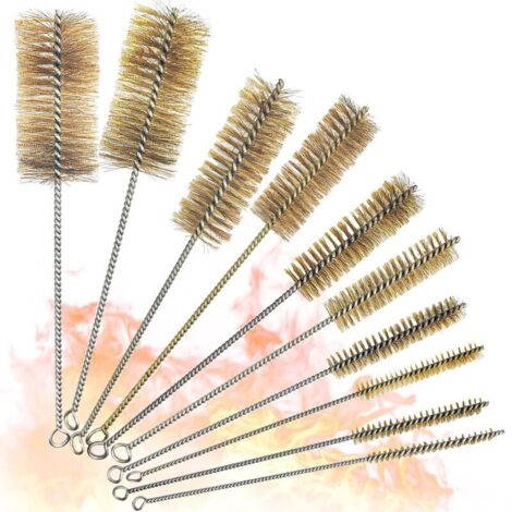 10 Pièces Ensemble de Laiton Mini Goupillon Nettoyage, 10 Tailles Différentes Tuyau Brosses de Nettoyage, Tube Brosse de Nettoyage pour Nettoyage des Trous (1/4)