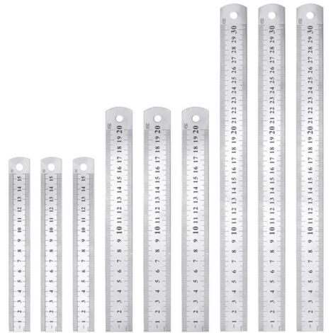 PCS Règle en Acier Inoxydable 15cm 20cm 30cm Règle Metallique Taille Double Face Regle Menuisier Antirouille Durable pour Etudiants Ingénieurs Architectes Enseignants