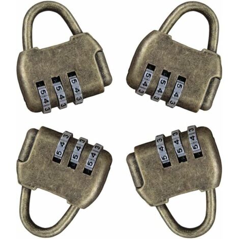 4 Pièces Cadenas Code Cadenas Casier Code Cadenas Antivol à Combinaison 3 Chiffres Rétro Serrure À Combinaison Cadenas Vintage Porte Exterieur Cadenas de Securite Sans Cle