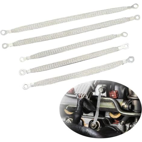 Lot de 3 sangles de mise à la terre pour moteur automobile, 25,4 x 1,27 cm et 2 sangles de mise à la terre de 33 x 1,27 cm pour véhicules professionnels, kit de sangle de mise à la terre universelle (1/4)