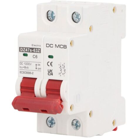 Disjoncteur Miniature DC1000V, capacité de Rupture 2P 6000A Mini Disjoncteur 6A pour Système Solaire PV
