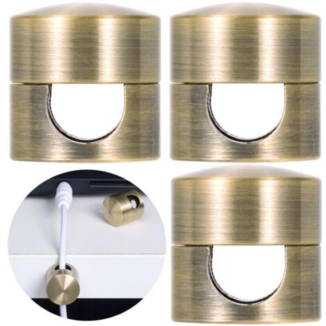 Lot de 3 supports de chargeur pour câbles, supports de câbles réglables couleur cuivre antique, clips adhésifs en métal, organiseurs de câbles pour bureau, table de chevet (1/4)