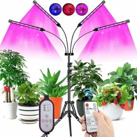 Eclairage horticole Lampe LED Horticole, 80 LEDs Lampe de Plante avec Trépied réglable 60-160cm, lampe de croissance Spectre Complet avec Chronométrage Auto-On/ Off 4/8/12H pour plantes d'intér