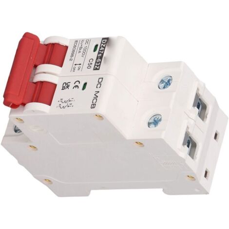 Disjoncteur Miniature SG DC 2P 50A DC1000V 6000A Capacité de Rupture DIN Rail Mount Fast Arc Extinction pour Système Solaire PV DZ47s 63Z C50 (1/4)