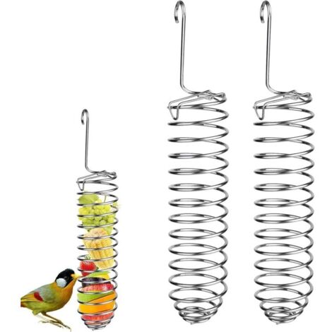 Mangeoire Suspendue pour Perroquet, 2PCS Paniers de Nourriture pour Perroquet Porte-Nourriture pour Oiseaux, Mangeoire à Fruits en Acier Inoxydable, Oiseaux Cage Alimentation Accessoires