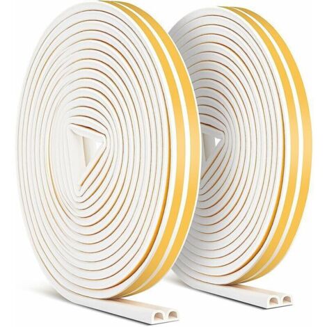 2 Pack 20m Bande de Joint, Miciler Auto-adhésif Anticollision Joint de Porte,Joint d'étanchéité de Porte et Fenêtre pour Anti-intempéries/isolation acoustique - 9mm6mm (Blanc) (1/4)