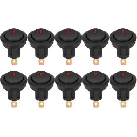 Interrupteur à Bascule Rond Lumière Rouge, 3 Broches, DC 12 V 20 A, pour les Conceptions D'éclairage, Résistance à la Corrosion et à la Chaleur, avec Bornier argenté pour une