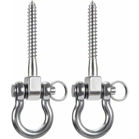 2 pièces 900KG capacité 304 crochets de plafond robustes en acier inoxydable, crochets de balançoire, crochets de suspension avec vis pour chaise suspendue de yoga en bois sac de boxe hamac fauteuil r (1/4)