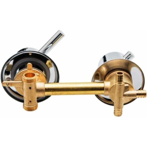 Debuns – Mitigeur de baignoire en laiton – Sortie 3 voies – Entraxe 12,5 cm – Finition poli – Pour cabine de douche ou hammam