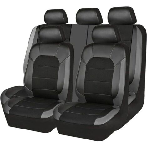 9Pcs 5-Places Voiture Cuir Ensembles Housses siège, pour Peugeot 206 307SW 308 407 408 508sw 208 2008 3008 4008 Car Confortable Respirant Nonslip Protection Interieu Accessoire,B/Black Gray