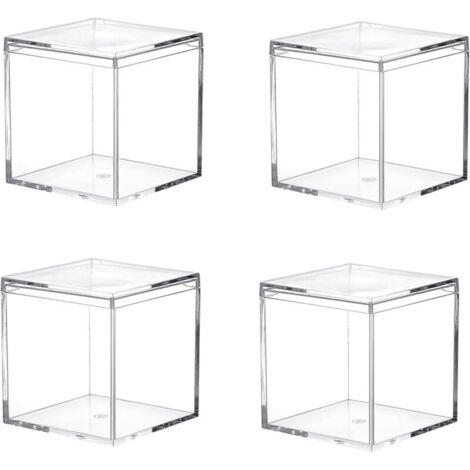 4 botes de rangement carrées en plastique à haute transparence pour articles de beauté, petites perles, accessoires de bijoux (1/4)