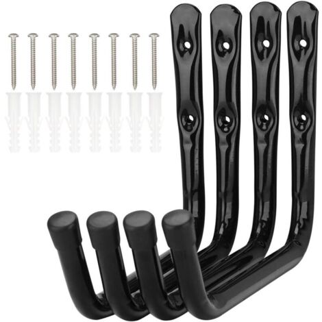 Lot de 4 crochets pour échelle de rangement de garage, bras de 20 cm, support mural robuste, support de vélo, organisateur de suspension, capacité de charge 20 kg (20x14.5 cm) (1/4)