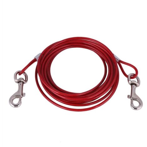 Laisse pour chien en fil d\'acier long, câble de sécurité solide pour animaux de compagnie pour une utilisation en extérieur 3m
