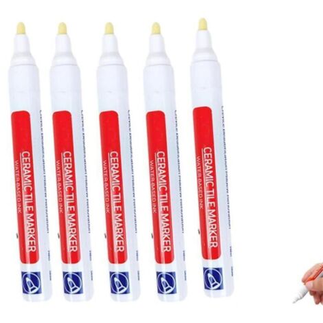 Lot de 5 stylos de calfeutrage blancs et imperméables, pour carrelage, réparation de joints de carrelage,pour carrelage,mur,sol,salle de bain, cuisine (1/4)