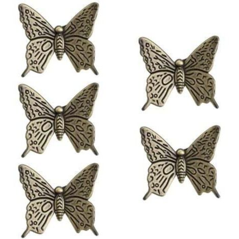 (Bronze)5pcs Poignées Rétro de Meubles de Tiroir, Vintage Papillon de Porte de Placard en Alliage de Zinc 43mm (1/4)