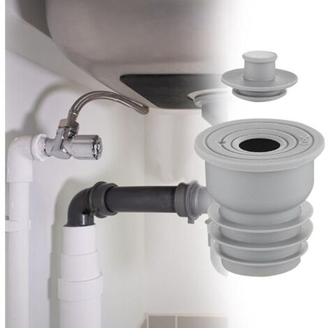 Joint d'étanchéité pour canalisation de cuisine et de salle de bain - bouchon anti-odeurs pour réservoirs de toilettes - 35-40 mm, Gris (1/4)