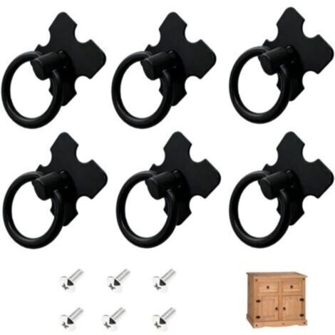 Lot de 6 poignées de meubles vintage noires, poignées de tiroir, poignées antiques pour armoires de cuisine et commodes (1/4)