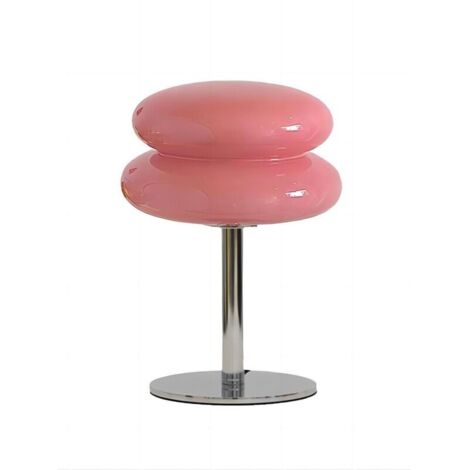 Lampe de table USB Macaron en verre rose à intensité variable de style Bauhaus, design italien moderne (1/4)