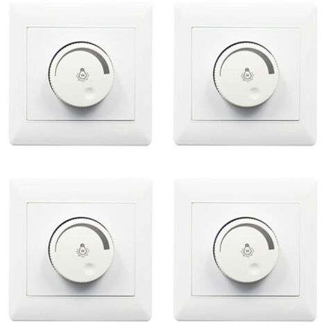Variateur mural 4ps, panneau de contrôleur de lumière rotatif à bouton-AC180-265V-blanc (1/4)