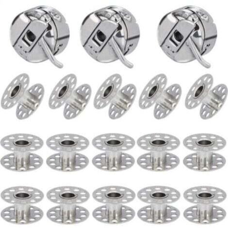 3 Pièces Boîte à Canette pour Machine à Coudre, 15 Pièces Bobine en Métal, Compatible pour Singer Janome Brother Machine à Coudre Domestique Standard (1/4)