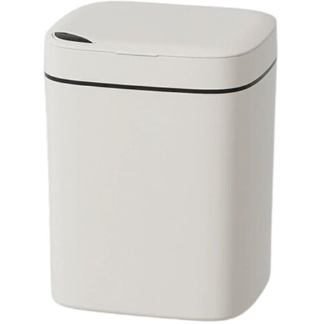 Poubelle automatique de salle de bain BCZHQQ, poubelle à détecteur de mouvement sans contact, blanche, 11 litres, avec couvercle, petite poubelle mince à auto-adsorption pour chambre, salle de bain, c (1/4)