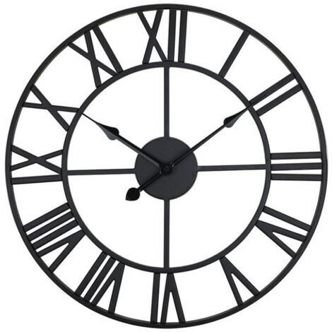 Horloge murale ajourée au design rétro moderne, horloge silencieuse, noire, 40 cm, parfaite pour le salon, la cuisine et le bureau (1/4)
