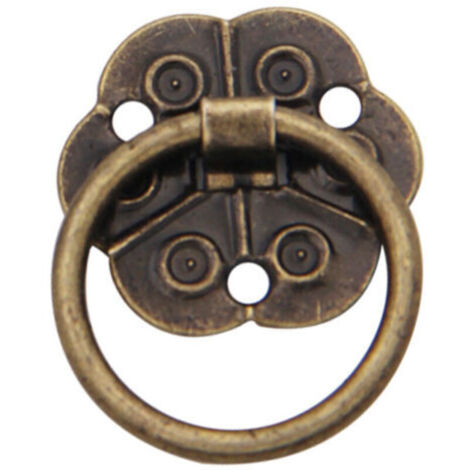 Lot de 20 poignées de porte en forme d'anneau - Style vintage antique - Pour meubles de maison, placard, tiroir, portes (2 x 2 cm) (1/4)