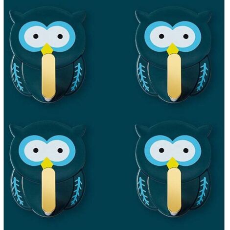 (Vert)4 Pièces Crochets Hibou, Crochets Adhesifs pour Enfants, Crochets Porte Manteau Mural (1/4)