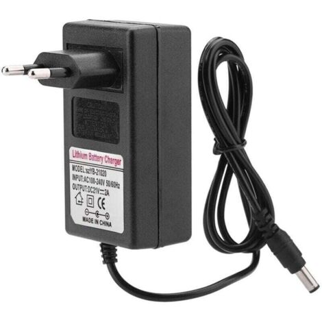 Adaptateur d'alimentation de charge sûre AC 100-240V DC 21V 2A pour batterie lithium-ion, prise EU, remplacement (1/4)