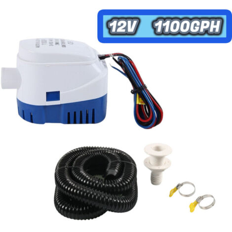 Kit de plomberie de pompe de cale, pompe de cale automatique submersible intégrée et kit d'installation DC12V 1100 GPH pompe de cale pour yachts de camping-car (1/4)