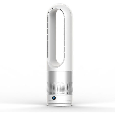 Ventilateur tour silencieux sans pales, avec télécommande, 8 vitesses, oscillation à 80°, minuterie, affichage LED, convient pour chambre et bureau, blanc