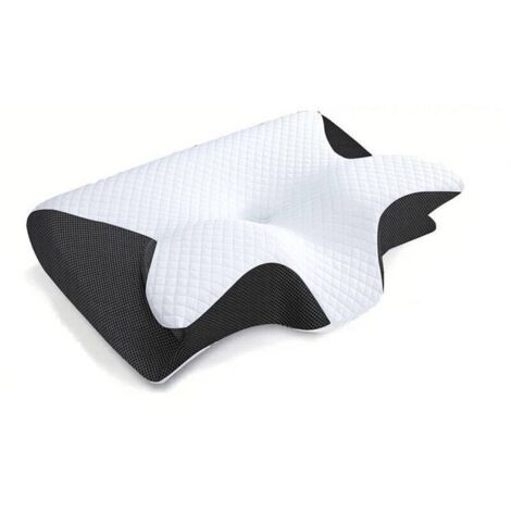Oreiller Ergonomique Cervical, 2 en 1 Oreiller Orthopédique à Mémoire de Forme pour la Nuque, Coussin pour Dormir sur Le Côté et sur Le Dos, 62x37x12cm (noir)