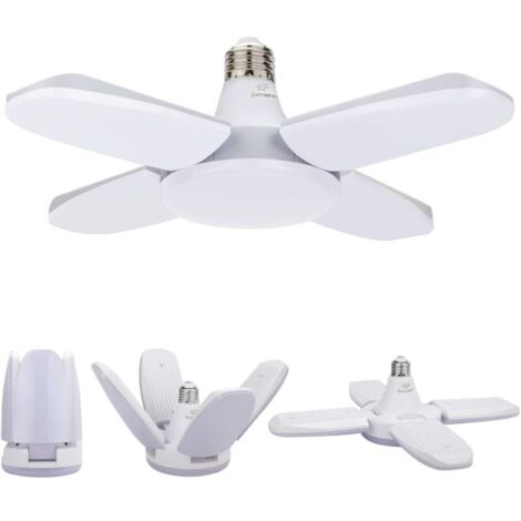 Éclairage de garage LED, 60 W E27 6 500 K 4 800 lm, éclairage de garage déformable avec 4 panneaux réglables, plafonnier LED pour garage, entrepôt, atelier, sous-sol, salle de sport, cuisine (1/4)