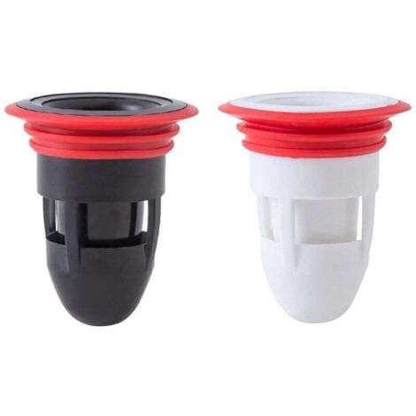 Lot de 2 bouchons anti-refoulement de sol de douche, valve de vidange unidirectionnelle anti-odeur pour cuisine et salle de bain (blanc et noir) (1/4)