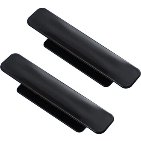 Lot de 2 poignées de meuble adhésives en plastique, style grange, carrées, dissimulées, pour porte d'armoire, noires (1/4)
