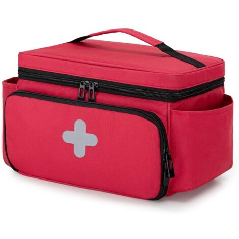 Sac Familial de Rangement pour Medicament, Organisateur de Premiers Secours pour Trousses Médicales d'urgence, Étui Vide, Rouge (1/4)