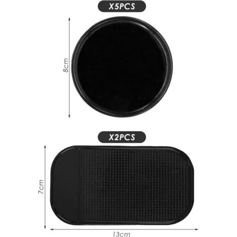 7 pièces de Tapis antidérapants pour Voiture, Tapis de téléphone Portable carrés et Ronds, Autocollants de Rangement pour Voiture, Fournitures d'intérieur de Voiture (1/4)
