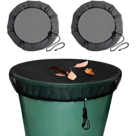 2 Pcs Filet pour Citerne de Pluie, Filet de Protection pour Tonneau de Pluie avec Cordon de Serrage, Filet de Protection Réglable, Protection Contre Les Moustiques et Les Feuilles.. (1/4)