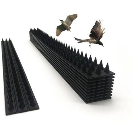 Lot de 10 Piques Anti-Oiseaux en Plastique – Haute Flexibilité, Barrière Anti-Vol pour Clôture et Mur, Noir,de (1/4)
