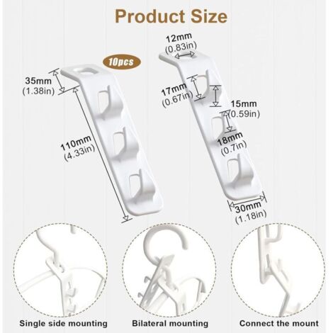 10 Pièces Cintre Gain de Place,Crochet Cintre Crochet pour Cintres Gain de Place Max Cintres Gain de Place,Crochets a Vêtements en Cascade pour Garde Robe Armoires Organisateur