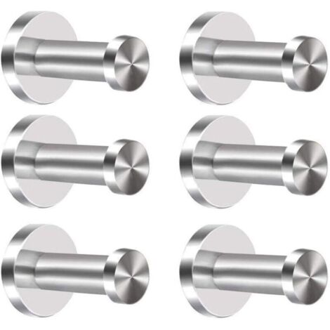 Lot de 6 crochets en acier inoxydable pour manteaux, crochets muraux pour porte serviettes en chrome (1/4)