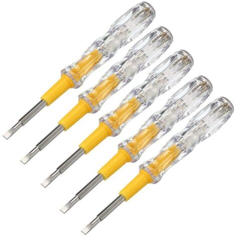Stylo tournevis testeur de tension, 100-500 V, détecteur de circuit, tube lumineux, 10pcs, Clear+Yellow (1/4)