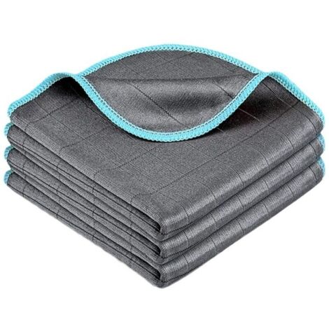 Microfibre Carbone, Serviette Sans Trace Absorbant Polissage, Lingette Essuie Verre Vitre Lunette Vaisselle Cuisine Menage Voiture, Torchon Nettoyage Réutilisable Lavable (1/4)