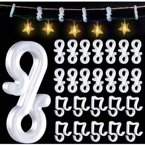 100 Pièces Crochet de Lumière de Noël, Crochets de Gouttière, S Durable Clip de Lumière, de Noël Crochets de Gouttière Extérieurs Clips pour Décorations Lumineuses de Noël (1/4)