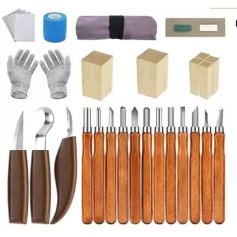 28PCS Ciseaux à Bois, Couteau Sculpture Bois, Outils Sculpture Sur Bois, Kit Sculpture Bois, DIY Outils de Sculpture, Ciseaux Bois Outils De Sculpture,Pour Débutants Professionnels Sculpteurs (1/4)