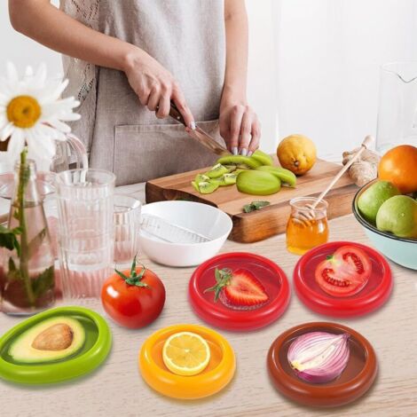 Paquet De 5 Fresh Food Container, Conservation Des Aliments Stockage D'Avocat D'Oignon De Tomate Et De Citron RéUtilisable Boite Conservation Alimentaire Adapté Au RéFrigéRateur De Cuisine Dom (1/3)