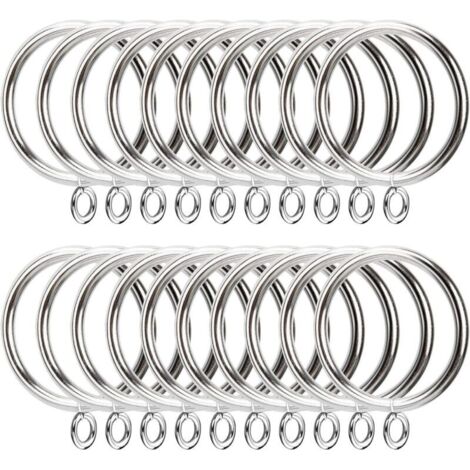 50 Pièces Anneaux de Rideau en Métal, Anneaux de Suspension de Rideau de Diamètre Intérieur Argenté de 38mm, Anneaux de Rideau en Métal Argenté pour Rideau de Douche de Porte de Fenêtre (1/4)