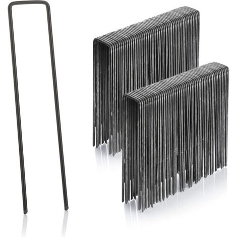 lot de 100 piquets de fixation en acier 2,9 mm, 150 mm long, 25 mm large,piquets de fixation en acier,piquet ancrage,piquet de terre,piquets de jardin, (1/4)