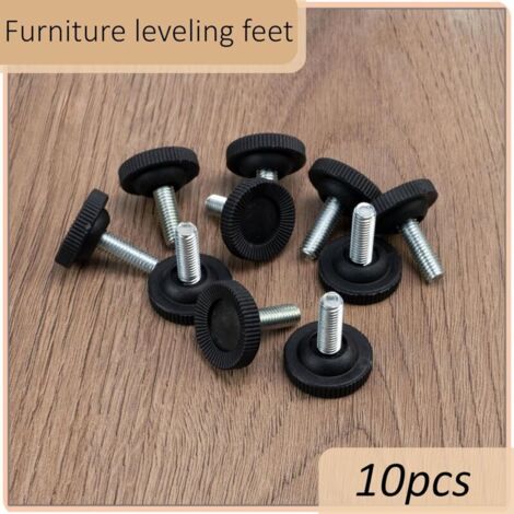 Lot de 10 Pieds vérins de Meubles à Visser M8 Ø29 mm réglables Ajustables - Hauteur 32 mm - en Plastique - Couleur Noir - canapés, Bureaux, TV (1/3)